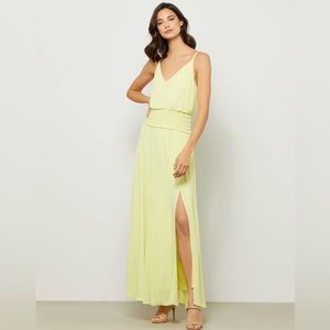BCBG MAXAZRIA flowy cowl-neck maxi dress, size XXS, color lemon